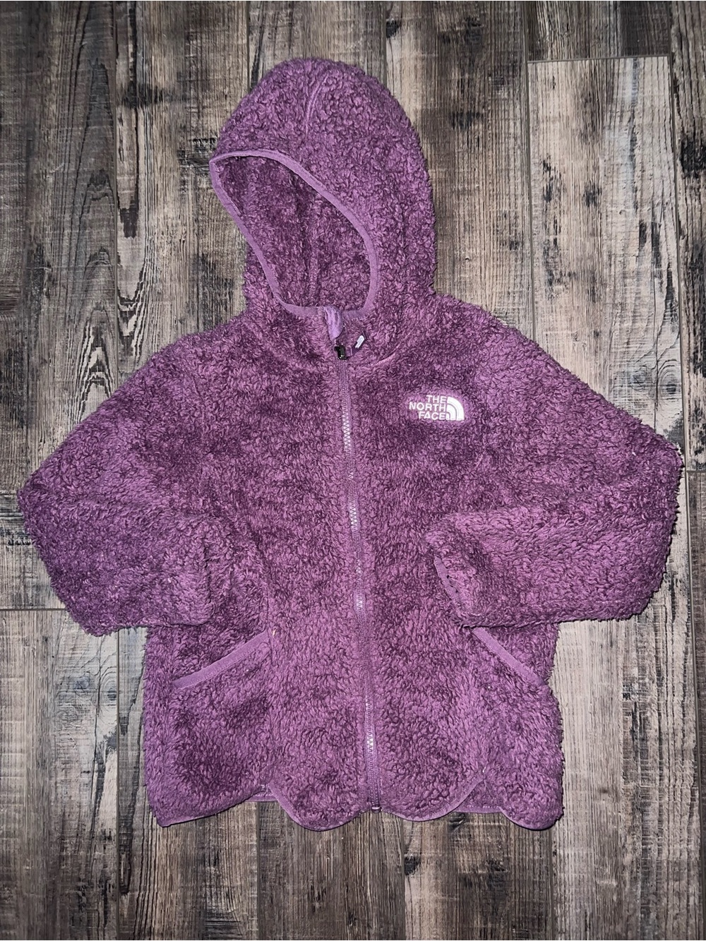 The North Face Girls Purple Sherpa Hooded Zip Jacket
